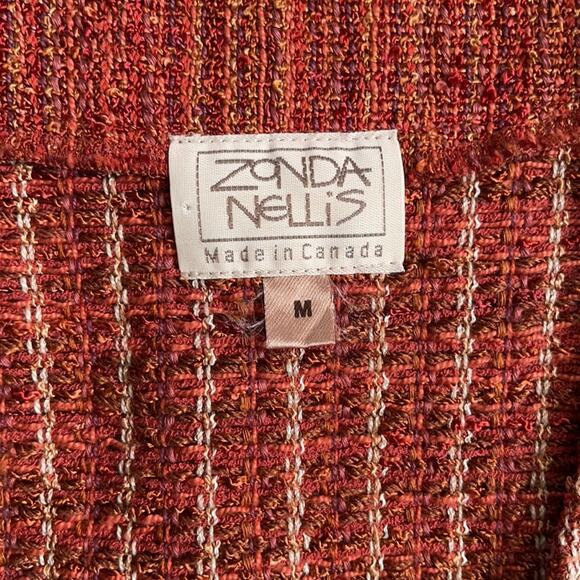 Zonda Nellis Tweed Woven art-to-wear Jacket button front Long Cardigan - Picture 4 of 16